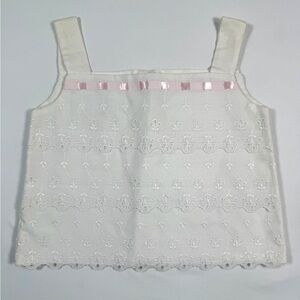 VINTAGE LAVENDER BLUE Girls Eyelet Lace Tank Top 24M‎ Cottagecore Heirloom